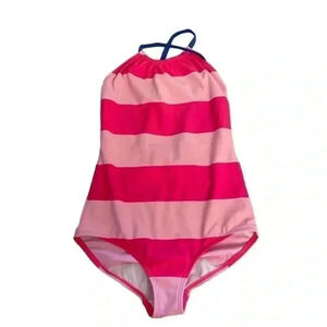 Boden Girls Stripes Criss Cross Back One Piece Bathing Swimming Suit SZ 9/10